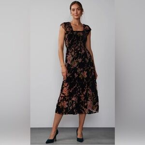 NWT, XL, New York & Co. - beautiful smocking, tiered, velvet dress w/lining.